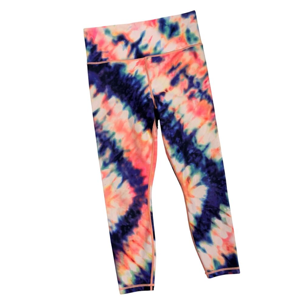 Athleta Elation Tie Dye 7/8 Legging Pink Medium Yoga Pants Pull On Buttery Soft